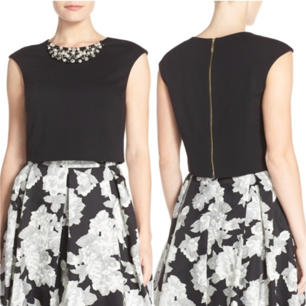 NEW! Eliza J Embellished Black Crop Top (Never Worn)